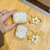 Fundas pour AirPods Pro étui fleur coréenne mignon marguerite pendentif porte-clés étui pour casque pour Air Pods 12 3 couverture souple pour écouteurs