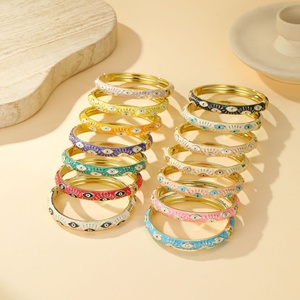 Joyería Étnica Vintage de Aleación con Esmalte Cloisonné de Goteo de Aceite, Ojo de Diablo, para Pulsera de Mujer con Cierre de Presión - Product Image 1