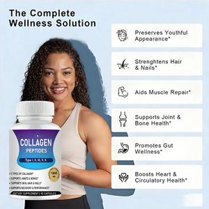 Produits de beauté à base de <span class=keywords><strong>peptides</strong></span> de <span class=keywords><strong>collagène</strong></span> de qualité supérieure, marque privée, vente chaude, 1800 mg par portion, favorise la récupération et les performances, 90 capsules - Product Image 2