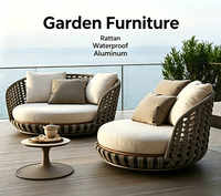 Canapé d'extérieur en teck, rotin et aluminium, mobilier de jardin, salon de jardin, mobilier de terrasse, mobilier de salle à manger d'extérieur