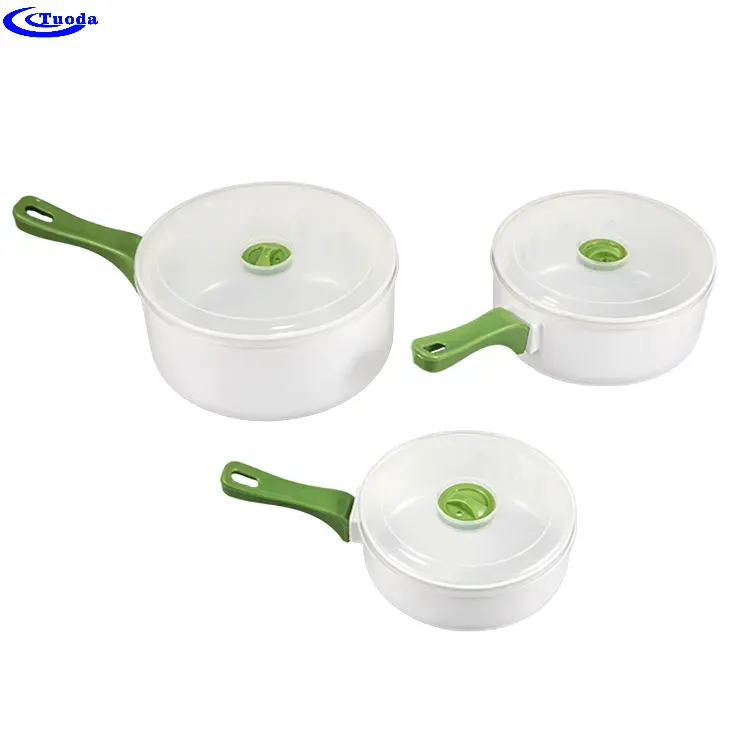 Heat-resistant High Quality Microwave Safe Kitchen White Plastic Serving Bowl Set With Lid And Detachable Handle