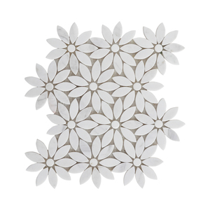 Carrara Đá Cẩm Thạch Trắng Khảm Gạch Hoa Hình Dạng Thiết Kế Mới - Product Image 5