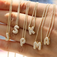 3d Bubble Letter Number Charms Puff Initial Pendant Personalized Name Jewelry Diamond Alphabet Balloon Letter Necklace
