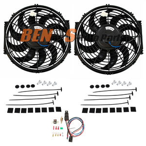 مجموعة أدوات تركيب مروحة تبريد الردياتير الكهربائية النحيفة 12 بوصة، 12 فولت-90 وات، عالمية تعمل بالدفع والسحب - Product Image 1