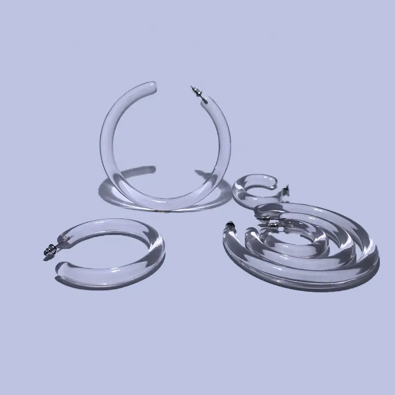 Peichi Transparentes Acryl groß Mittlerer kleiner Reifen cc Ohrringe halbrunder geometrischer Ohrring Modeschmuck