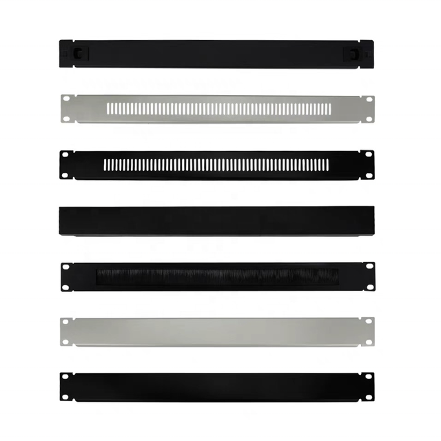 High Precision 1U 12 Holes Rack Panel Baffle Anodized Aluminum/Iron Cutting Server Chassis Blank Sheet Metal Fabrication