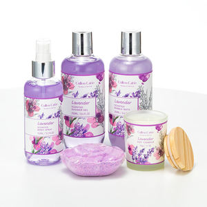 Vente <span class=keywords><strong>en</strong></span> gros d'usine, coffret cadeau de luxe personnalisé pour le bain et le <span class=keywords><strong>spa</strong></span> à la lavande, gel douche, lotion pour le corps, coffret cadeau de soins pour le bain et le corps pour les fêtes - Product Image 3