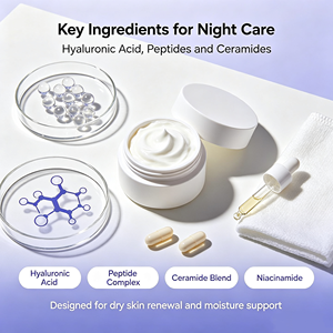 ETRUN ALISA <span class=keywords><strong>Crema</strong></span> Notte Private Label Idratante <span class=keywords><strong>Viso</strong></span> Rigenerante con Acido Ialuronico e Peptidi - Product Image 4