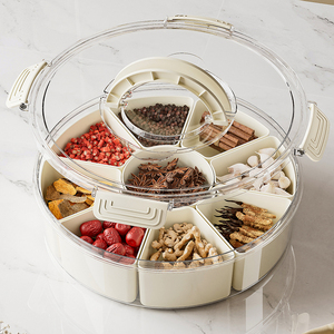 Organizador de Alimentos de Plástico con Tapa, Bandeja Redonda para Especias, Caja para Refrigerios en el Gabinete o Despensa - Product Image 3