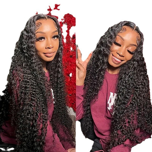 Perruque Lace Front 13x4 pour femme, haute densité, haute brillance, résistante à la chaleur, avec bonnet ajustable, pour tresses transparentes, Deep Wave et <span class=keywords><strong>Afro</strong></span> Wave - Product Image 5