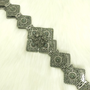 <span class=keywords><strong>Ceinture</strong></span> de robe <span class=keywords><strong>caftan</strong></span> de mariage marocaine en métal doré avec chaîne et cristaux pour femme, longueur réglable - Product Image 5