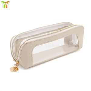 Sac à crayons transparent imperméable, étui à stylos multifonctionnel en PU avec fermeture éclair, sac de papeterie de voyage, sac de rangement pour cosmétiques - Product Image 3