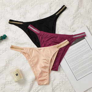 Biancheria intima da <span class=keywords><strong>donna</strong></span> sexy e seducente in stile bikini per i mercati europei e americani - slip in seta ghiaccio modellanti. - Product Image 1