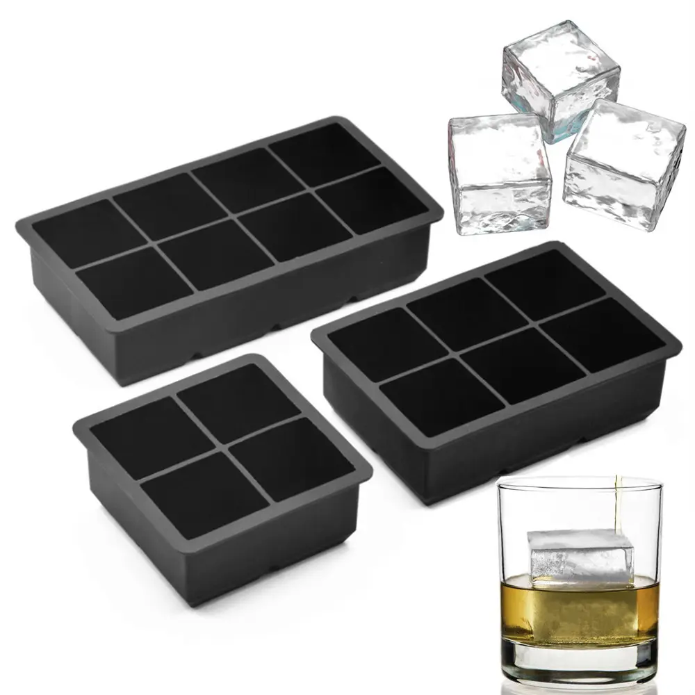 BHD Wholesale Large Custom Ice Cube Mold Square Shaped Ice Mould Silicone Ice Cube Tray