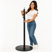 Support de microphone sur pied réglable en hauteur de 2,1 m, durable, avec design métallique rond, facile à utiliser pour caméra et studio sur site