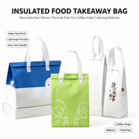 Sac de livraison alimentaire isotherme jetable en non-tissé avec doublure en aluminium, logo personnalisé pour sacs de transport de café, gâteaux et plats à emporter
