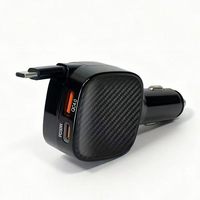 Chargeur de voiture rapide 3 en 1 55W, chargeur de voiture universel 12V 24V avec adaptateur USB CC rétractable 55W PD, double type C USB a multi-ports