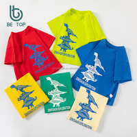 T-shirt d'été tendance pour enfants, version coréenne, 100 % coton, à manches courtes, pour garçons et filles, motif dessin animé, en stock, prix bas, vente chaude