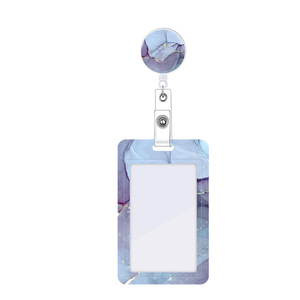 Porta credenciales de doble cara con clip, de epoxi rosa craquelado, con cierre fácil de desenganchar, protección UV, venta al por mayor de fábrica - Product Image 5