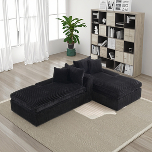 Double Single Side Arm Compression Recliner Sofa Black Square <b>Convertible</b> Set for Apartment Use - Product Image 6