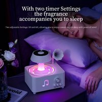 Diffuseur d'arômes vintage en forme de gramophone, diffuseur d'huiles essentielles à brume froide, humidificateur Bluetooth avec lumière colorée et commande tactile