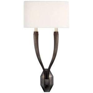 Lampada da Parete di Lusso in Ottone Dorato con Paralume in Lino, Illuminazione Moderna per Soggiorno e Camera da Letto, Applique con Paralume in Tessuto - Product Image 3