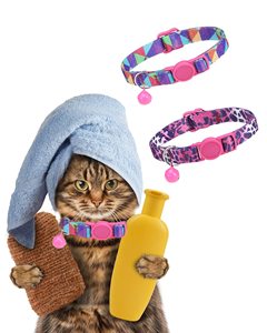 KingHon Adjustable Small Dog Pet Cat Nylon Collar With Cute Flowers Printing and Small Bell Solid Pattern Easy to Fit - Product Image 3