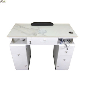 Fournitures pour ongles Table de salon Tables de manucure beiges multi-stations résistantes à l'acétone avec capuche - Product Image 6