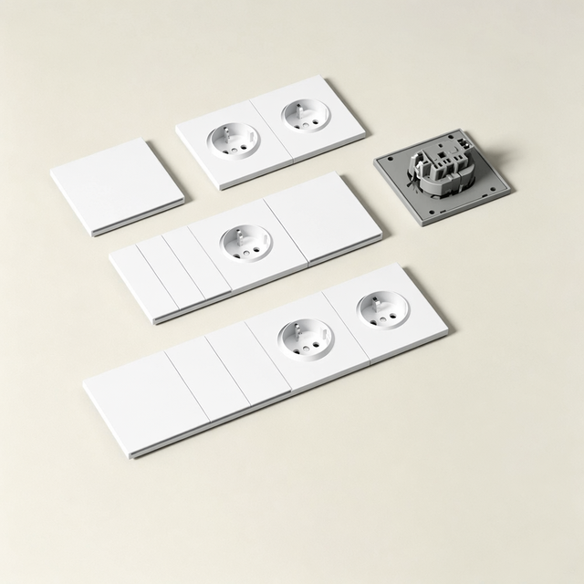 White Modular EU Standard Wall Switch Socket   16A 250V Flush Mount Electrical Outlet for Home Hotel Wholesale Factory OEM