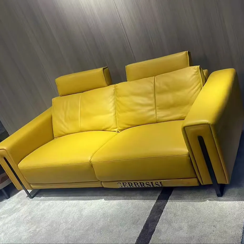 Full leather l sofa deep seated living room sofa set furniture modern luxury
