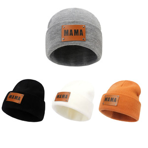 <span class=keywords><strong>Bonnet</strong></span> <span class=keywords><strong>tricot</strong></span>é doux et chaud en cuir personnalisé <span class=keywords><strong>pour</strong></span> adultes, motif camouflage écossais, idéal <span class=keywords><strong>pour</strong></span> les sorties à la plage élégantes entre maman et enfant - Product Image 1