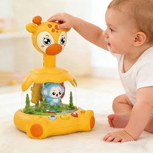 Jouet <span class=keywords><strong>pour</strong></span> bébé EPT Girafe à presser et à tourner avec lumières et <span class=keywords><strong>musique</strong></span>, carrousel interactif rotatif <span class=keywords><strong>pour</strong></span> nourrissons et tout-petits - Product Image 1