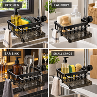 Étagère de rangement métallique à double niveau pour robinet, organisateur d'évier de cuisine avec fonction d'égouttage, panier suspendu pour torchons sans perçage
