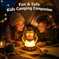 Cartoon-Affen-LED-Campinglampe Wiederaufladbare USB-C Tier-Nachtlampe für Kinderzimmer Zelt Reise und Outdoor-Nutzung