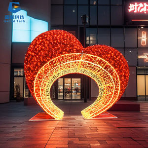 SGML41 Grandes décorations de Noël et de Thanksgiving pour l'extérieur, décorations de festival commerciales, imperméables, motif de tunnel en forme de cœur 3D, lumière - Product Image 1