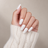 32 faux ongles à presser en ABS blanc ivoire, forme trapèze, brillants, solides et durables, en forme de cercueil, ongles artificiels