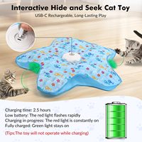 Jouets interactifs pour chats ZMaker Cache-cache, jouet de chasse interactif pour chats rechargeable, jouet pour chats activé par le toucher avec des plumes mobiles