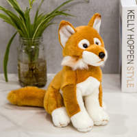 Vente en gros de jouets en peluche renard réaliste en coton PP blanc et gris, rembourrés, doux, 25-30 cm
