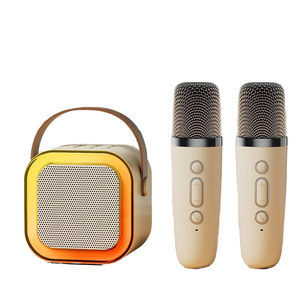 Mini Altavoz Portátil para Karaoke con 2 Micrófonos Inalámbricos, Iluminación LED RGB, Resistencia al Agua IPX4 y Control por Voz para Fiestas - Product Image 1