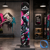 Snowboard tout-terrain en bois de peuplier et fibre de carbone durable pour adultes avec graphismes floraux post-apocalyptiques
