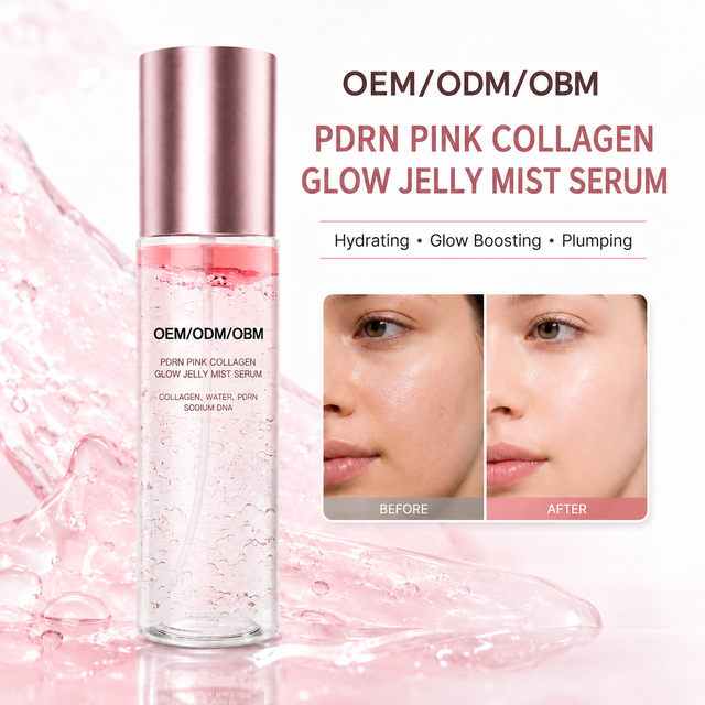 OEM ODM OBM Factory Direct Wholesale Private Label Custom Logo Hydrating Plumping Dewy Glow PDRN Pink Collagen Jelly Mist Serum