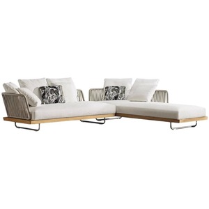Divano da esterno per cortile, protezione solare, sedia in rattan impermeabile, sedia singola in rattan e teak per esterni, mobili da <span class=keywords><strong>giardino</strong></span> in legno massello per terrazza - Product Image 3