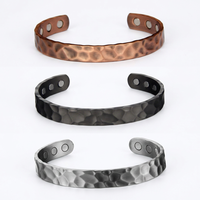 Gelang Manset Magnetik Tembaga Murni 99,9% yang Dapat Disesuaikan, Hasil Akhir Antik Klasik Bertekstur, 6 Magnet, 4 Warna untuk Grosir