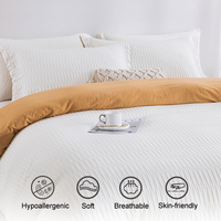 Lot de 4 pièces de literie en polyester 100% 125 g/m² à motif feuilles en seersucker avec dos uni, certifié OEKO-TEX, fabricant OEM