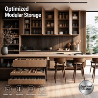 Lemari Dapur Stainless Steel Mewah Kabinet Dapur Modular Set Perabot Dapur Minimalis Kustom dengan Wastafel