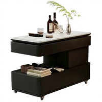 Table d'appoint mobile avec plateau relevable, meuble de rangement pour salon, organisateur de rangement, table de chevet avec roulettes