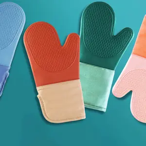 Luvas estampadas para cozinha, luvas resistentes ao calor com estampa algodão, churrasco, forno, luvas duplas