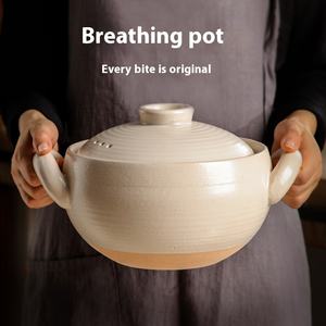 Klei Kookpot Steengoed Braadpan Voor Soep Stoofpot Pap Binnenlandse Gas Keramische Kookgerei - Product Image 2