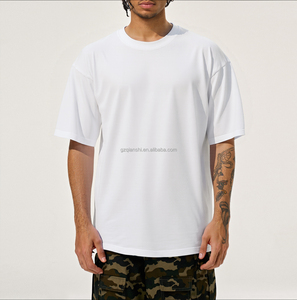 T-shirts Streetwear à épaules tombantes avec impression de marque, T-shirt surdimensionné 100% coton, T-shirt épais surdimensionné pour hommes - Product Image 4