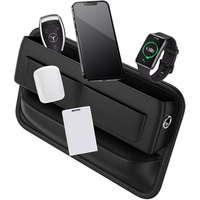 Boîte de rangement universelle de luxe en cuir PVC pour voiture avec porte-gobelet en PP, console latérale, siège de remplissage